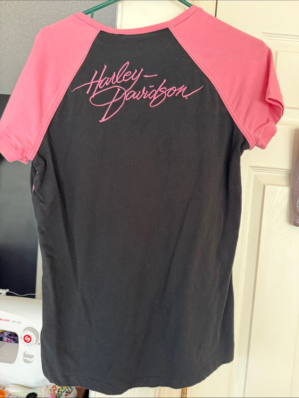 Harley-Davidson Black and Pink V-Neck Raglan Tee - Picture 5 of 6